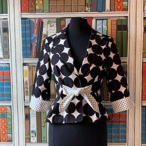 3 Sisters Black and White Polka Dot Blazer Jacket - Small